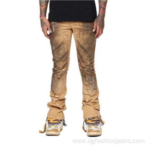 Patched Flare Distressed Ripped Man Jeans